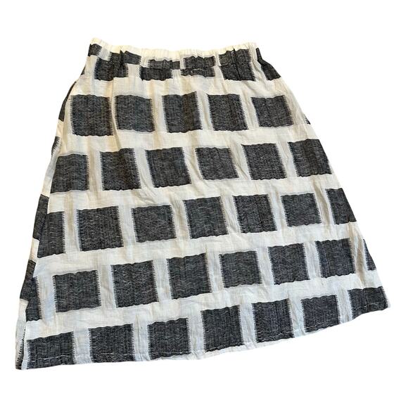 Pillar Canada Cotton Linen Blend Modern Square Print Skirt sz 12 - Picture 4 of 6